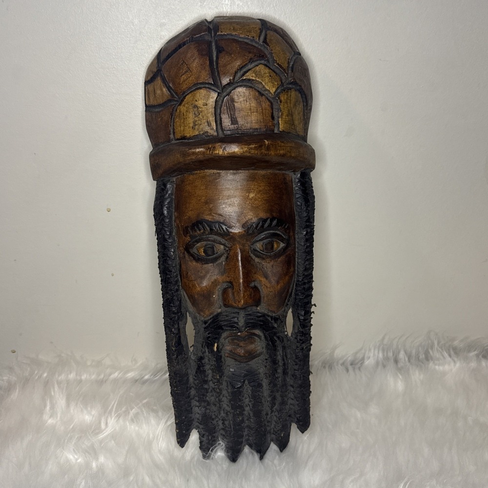 Hand Carved Wood Bob Marley Jamaican Wall Folk Art Hanging Rastafarian Vintage